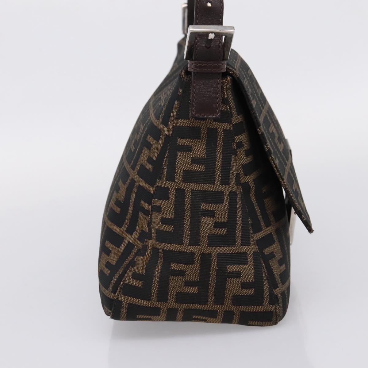 FENDI Zucca Canvas Mamma Baguette Shoulder Bag Brown Black Auth 196093V