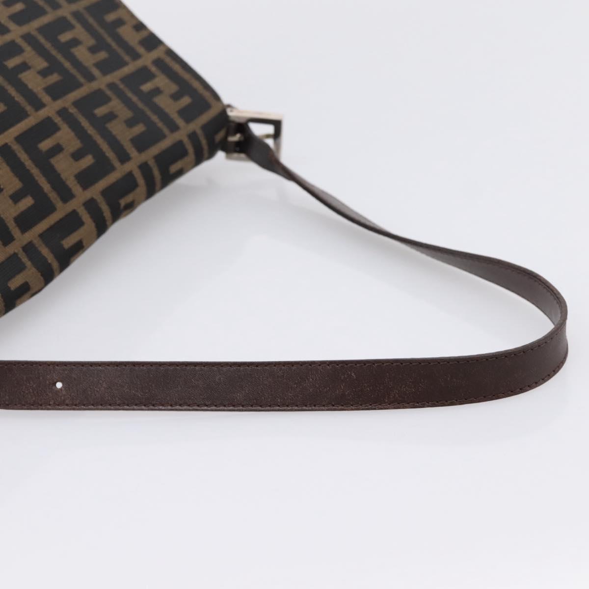 FENDI Zucca Canvas Mamma Baguette Shoulder Bag Brown Black Auth 196093V