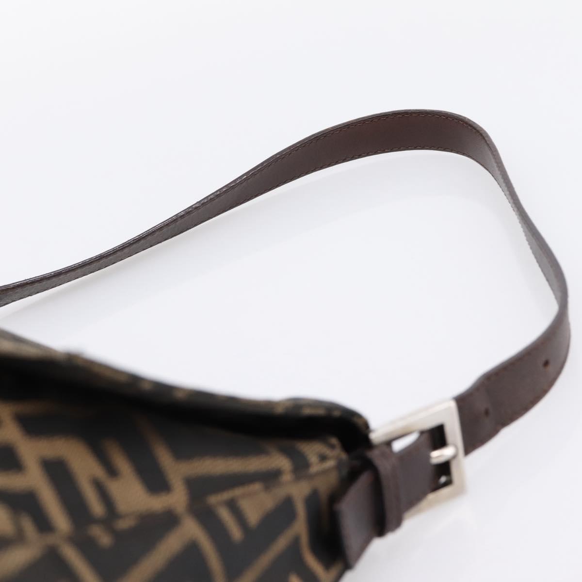FENDI Zucca Canvas Mamma Baguette Shoulder Bag Brown Black Auth 196093V