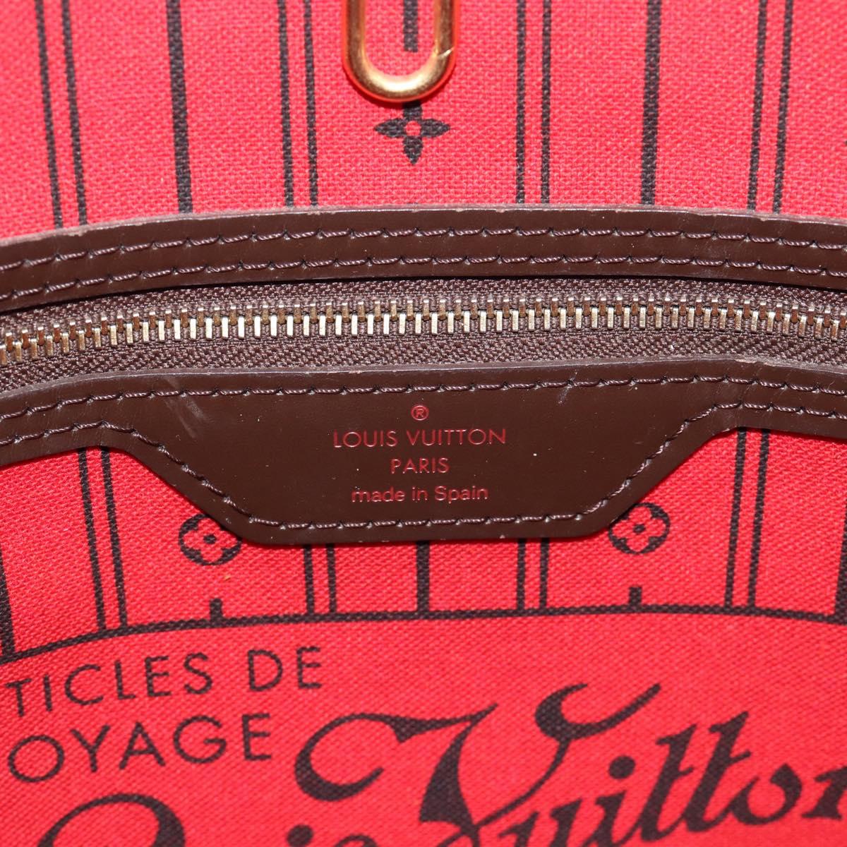 LOUIS VUITTON Damier Ebene Neverfull MM Tote Bag N51105 LV Auth 196097