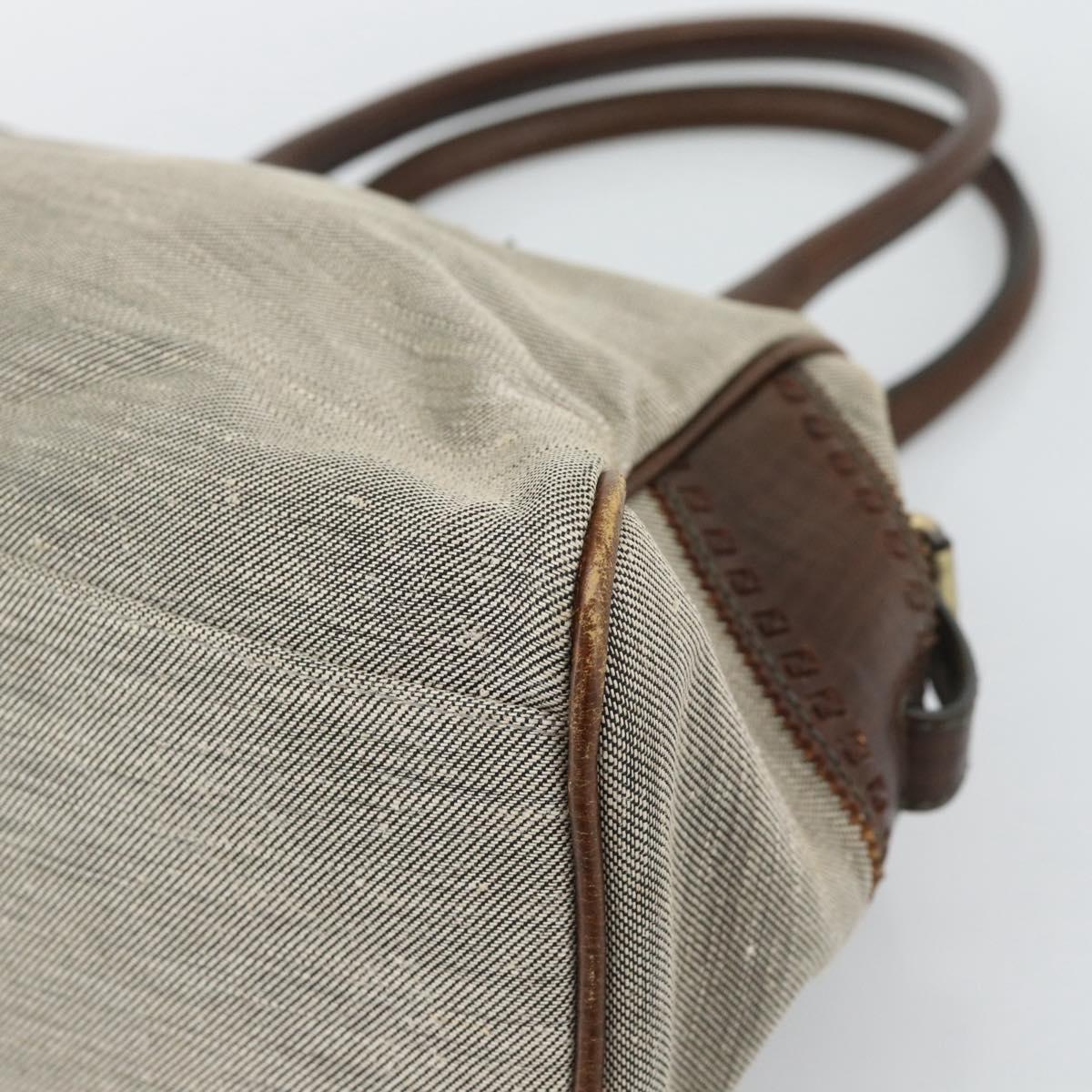 FENDI Hand Bag Canvas Gray Brown 8BN162 Auth 196102