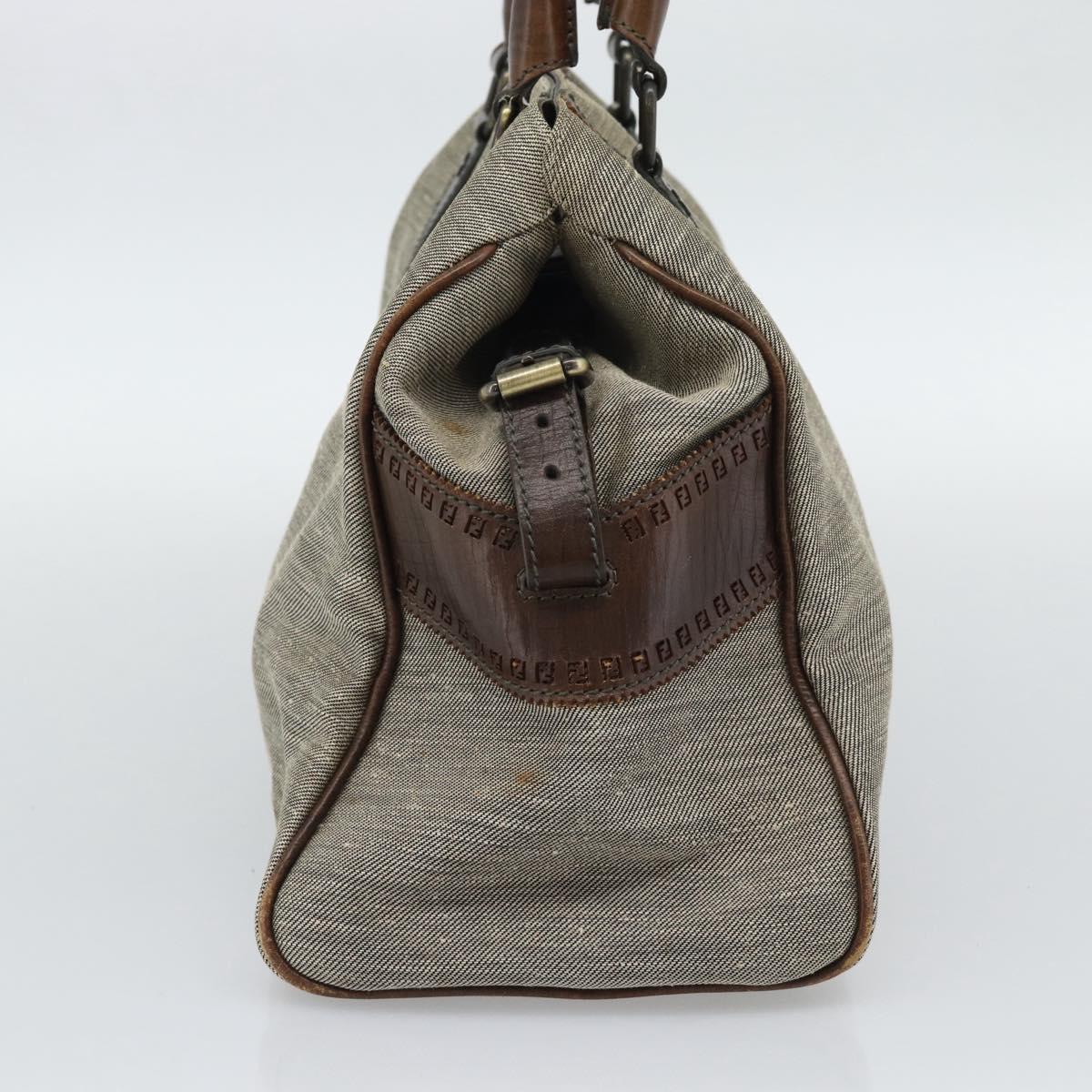 FENDI Hand Bag Canvas Gray Brown 8BN162 Auth 196102