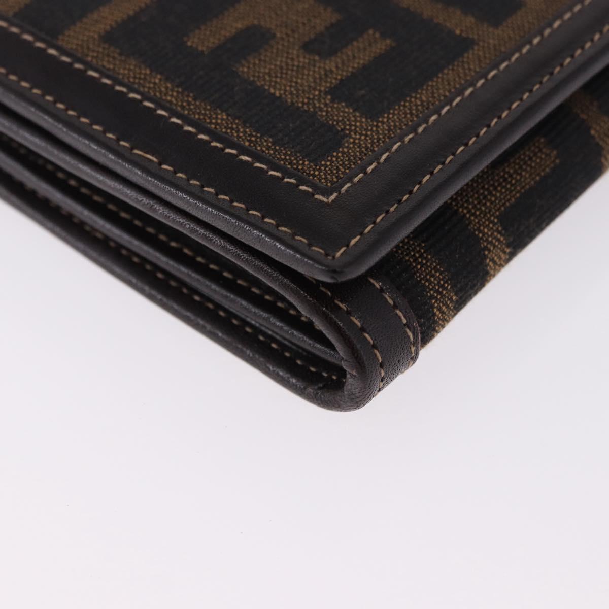 FENDI Zucca Canvas Long Wallet Black Brown Auth 196107V