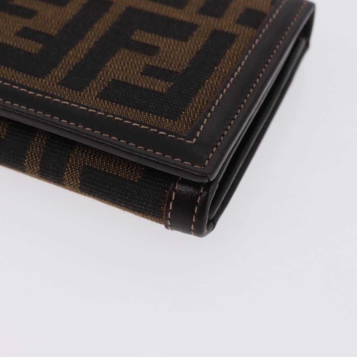 FENDI Zucca Canvas Long Wallet Black Brown Auth 196107V