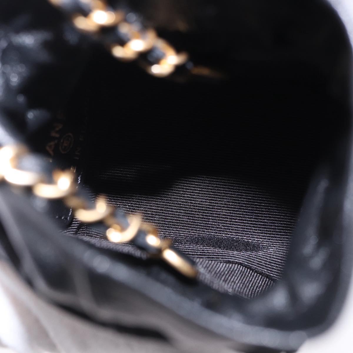 CHANEL Matelasse Chain Shoulder Bag Lamb Skin Black Gold Tone CC Auth 196108SAM