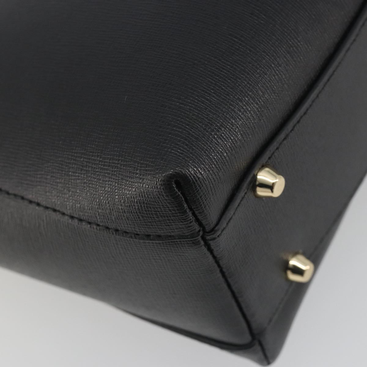FURLA Hand Bag Leather 2way Black Gold Tone Auth 196110A