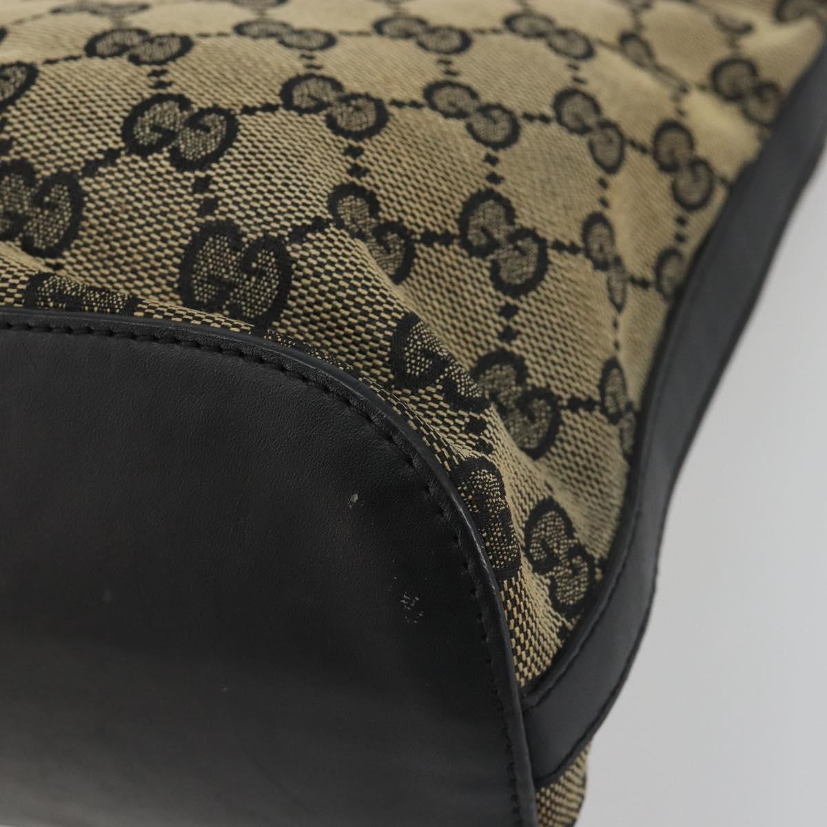 GUCCI GG Canvas Shoulder Bag Black Gold Tone 001.4286 Auth 196111