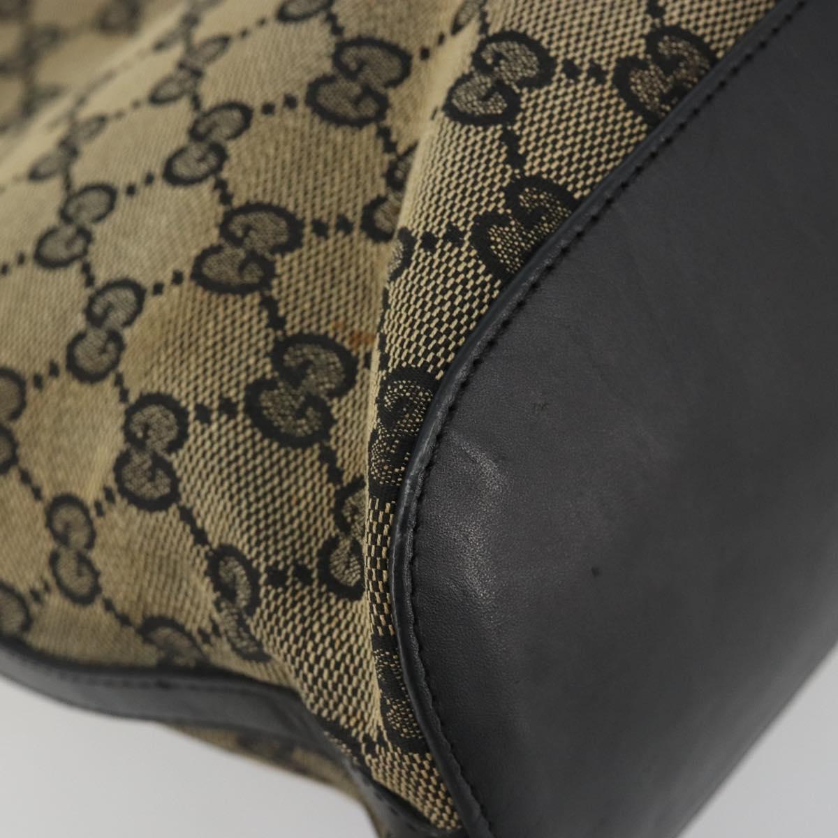 GUCCI GG Canvas Shoulder Bag Black Gold Tone 001.4286 Auth 196111
