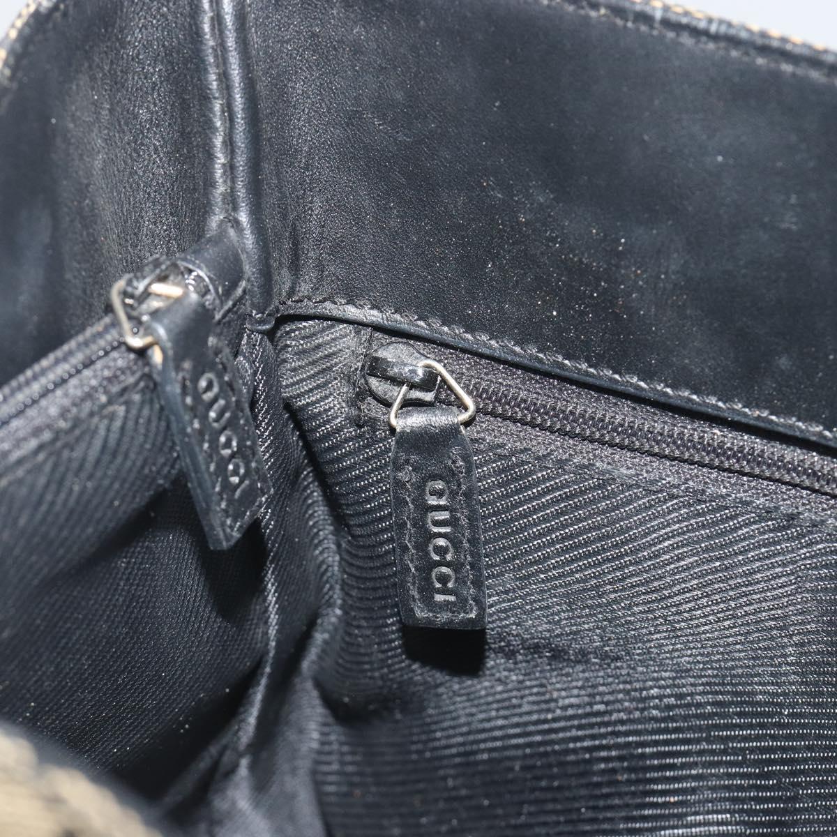 GUCCI GG Canvas Shoulder Bag Black Gold Tone 001.4286 Auth 196111