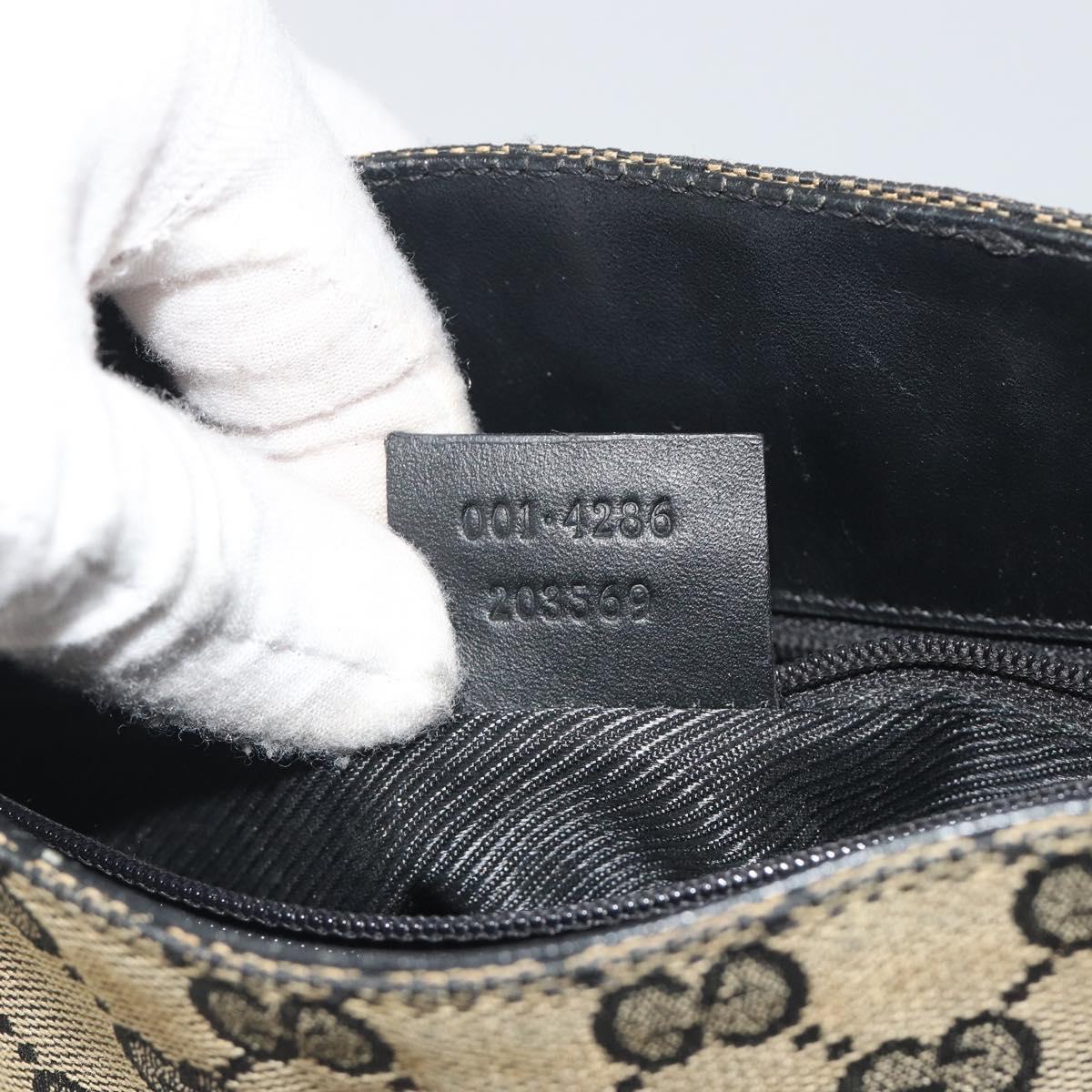 GUCCI GG Canvas Shoulder Bag Black Gold Tone 001.4286 Auth 196111