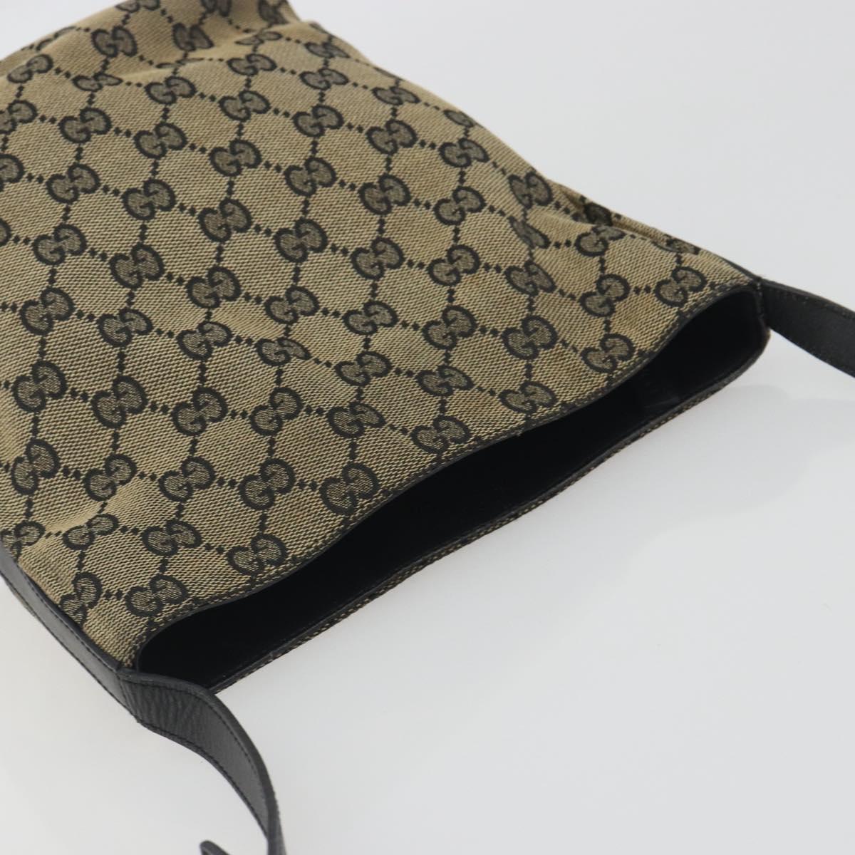 GUCCI GG Canvas Shoulder Bag Black Gold Tone 001.4286 Auth 196111