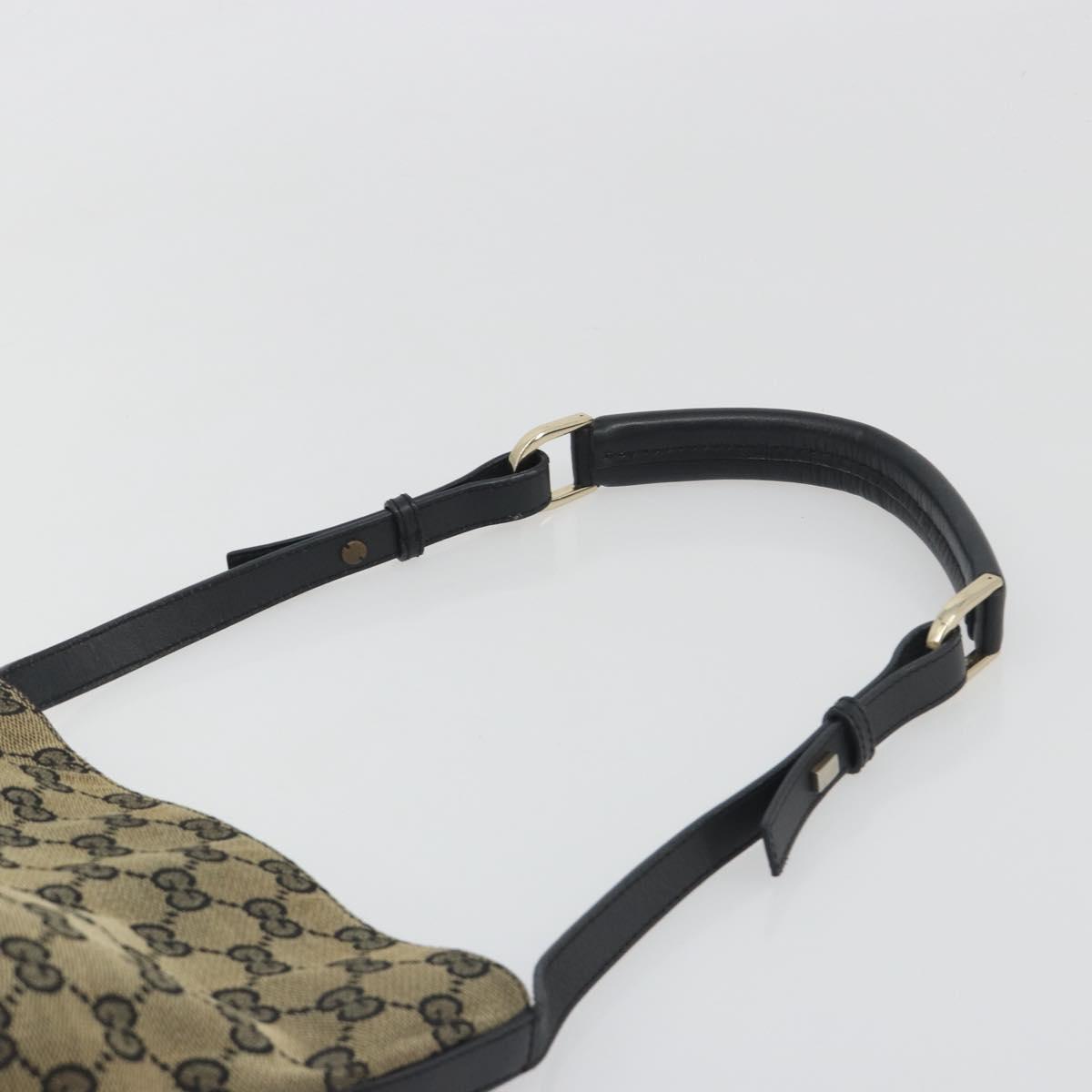 GUCCI GG Canvas Shoulder Bag Black Gold Tone 001.4286 Auth 196111