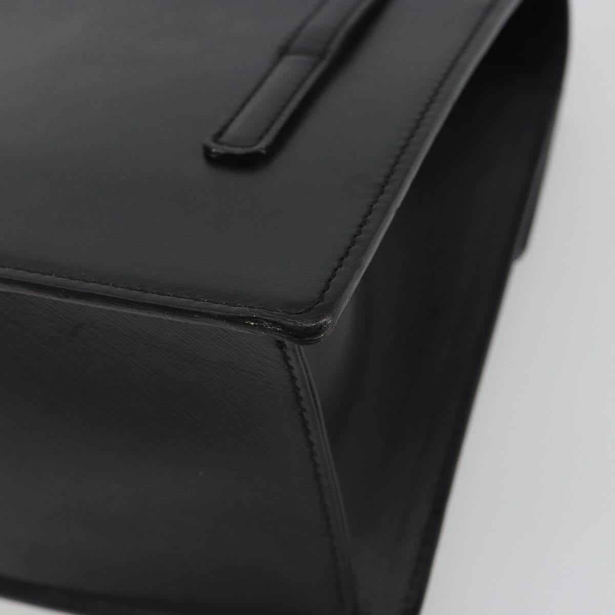 BURBERRY Hand Bag Leather Black Silver Auth 196118