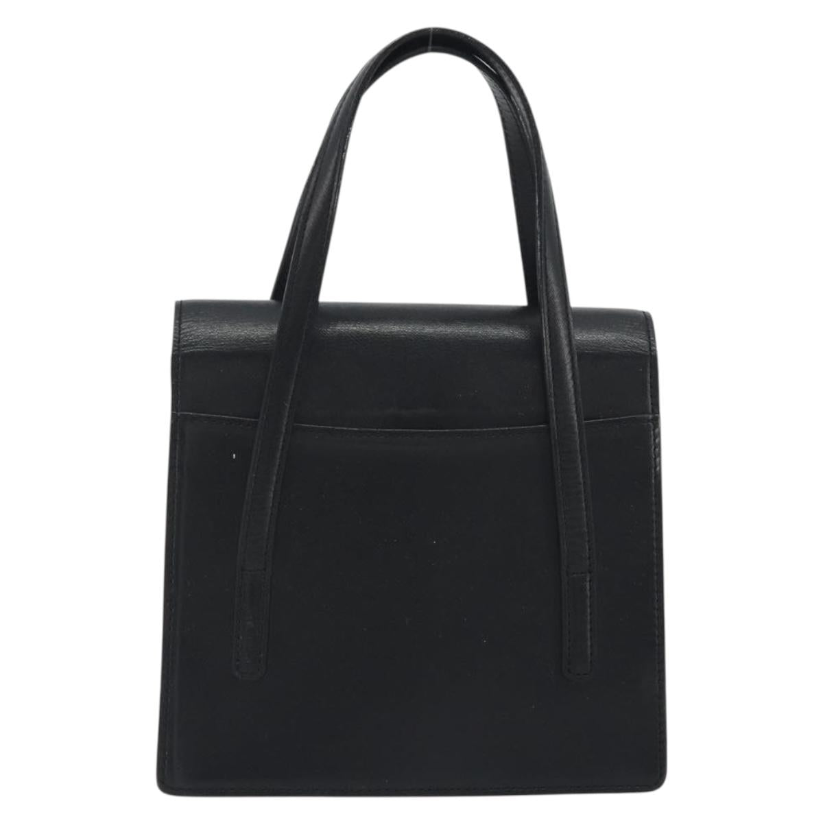 BURBERRY Hand Bag Leather Black Silver Auth 196118