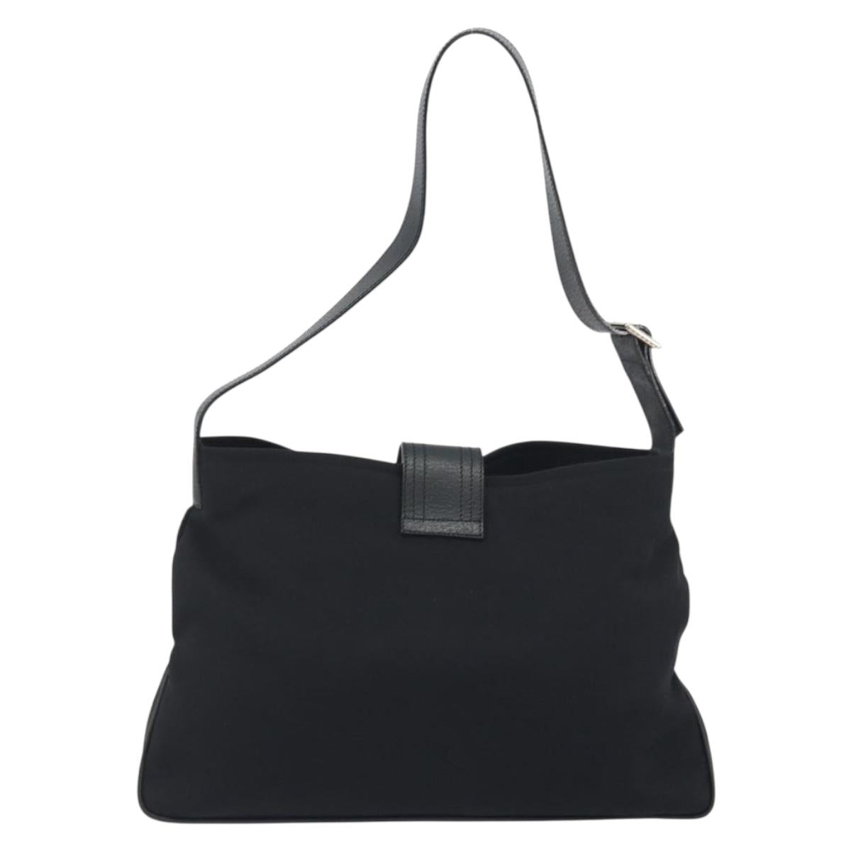 BURBERRY Shoulder Bag Canvas Black Silver Auth 196119