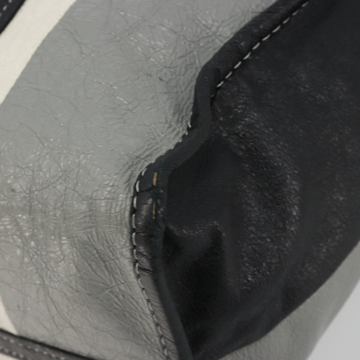 BALENCIAGA Barbes Medium Shopper Tote Bag Leather Black White 480792 Auth 196122