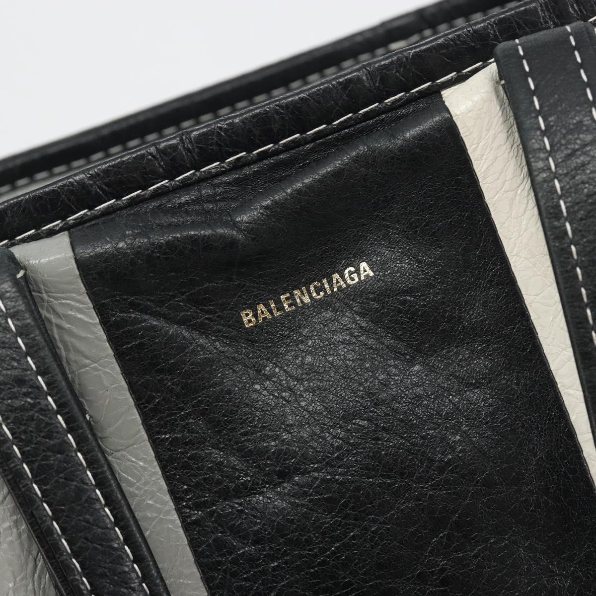 BALENCIAGA Barbes Medium Shopper Tote Bag Leather Black White 480792 Auth 196122
