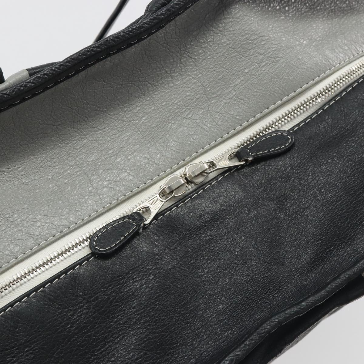 BALENCIAGA Barbes Medium Shopper Tote Bag Leather Black White 480792 Auth 196122