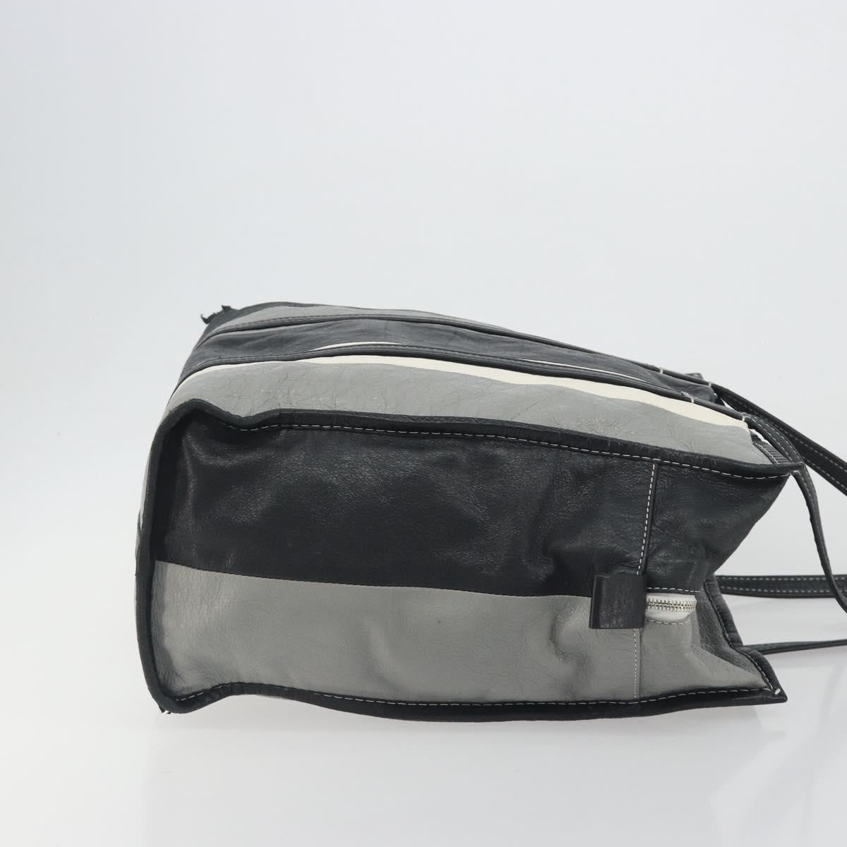 BALENCIAGA Barbes Medium Shopper Tote Bag Leather Black White 480792 Auth 196122