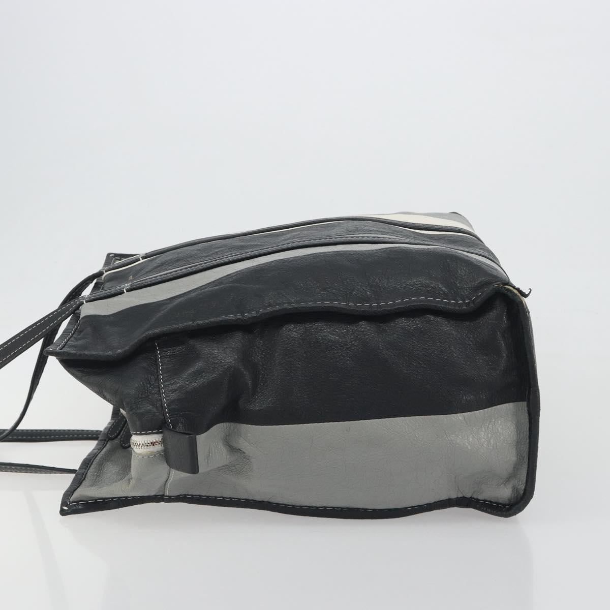 BALENCIAGA Barbes Medium Shopper Tote Bag Leather Black White 480792 Auth 196122