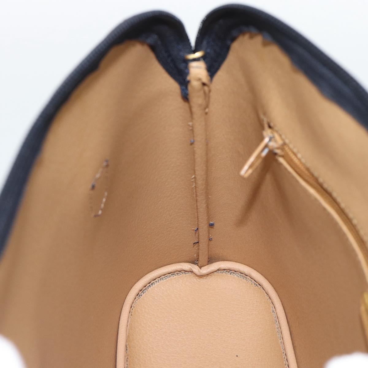 Christian Dior Trotter Hand Bag PVC Leather Navy Gold Tone Auth 196124