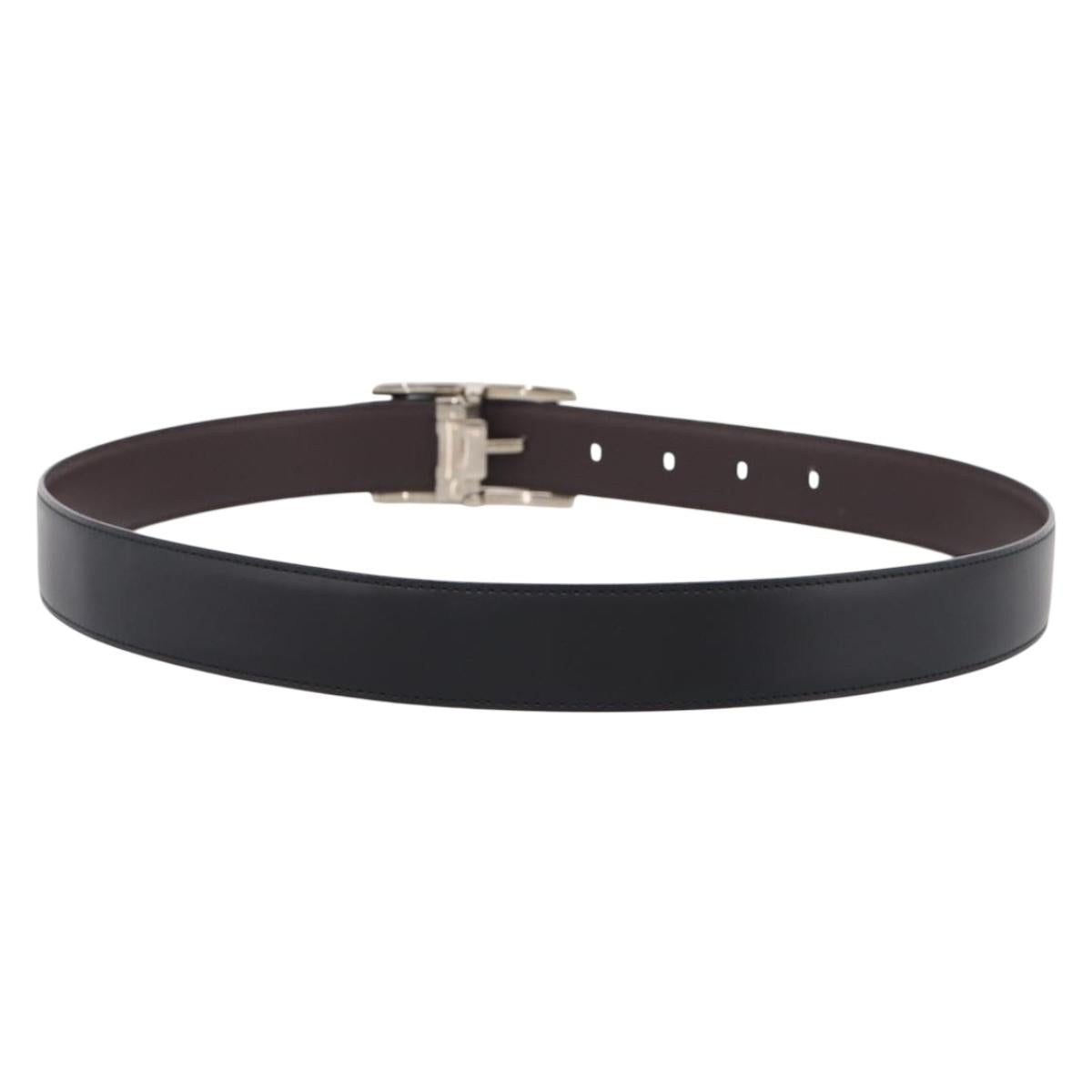 CARTIER Belt Leather 37.8"" Black Silver Auth 196125V