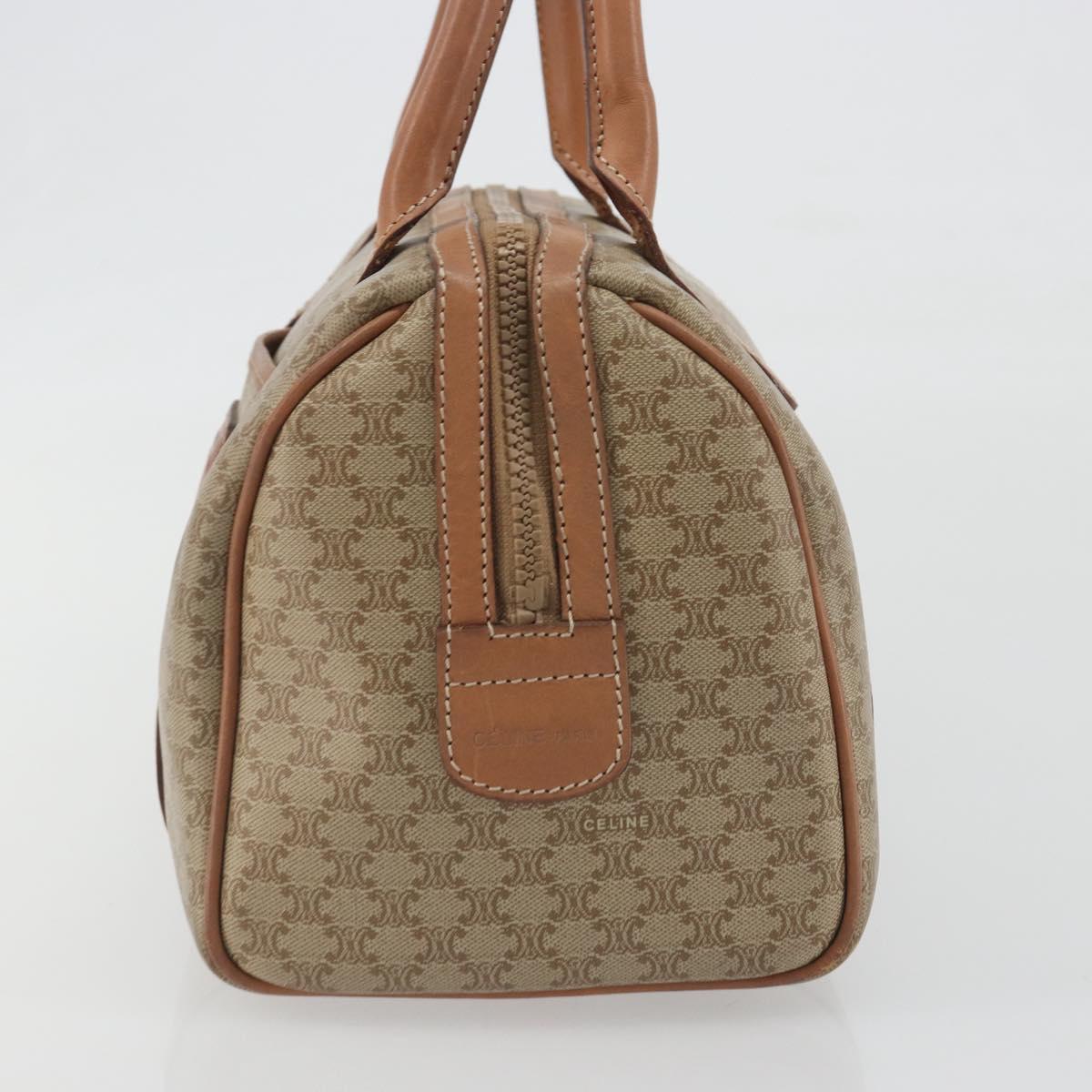 CELINE Macadam Boston Bag PVC Leather Beige Gold Tone Auth 196127