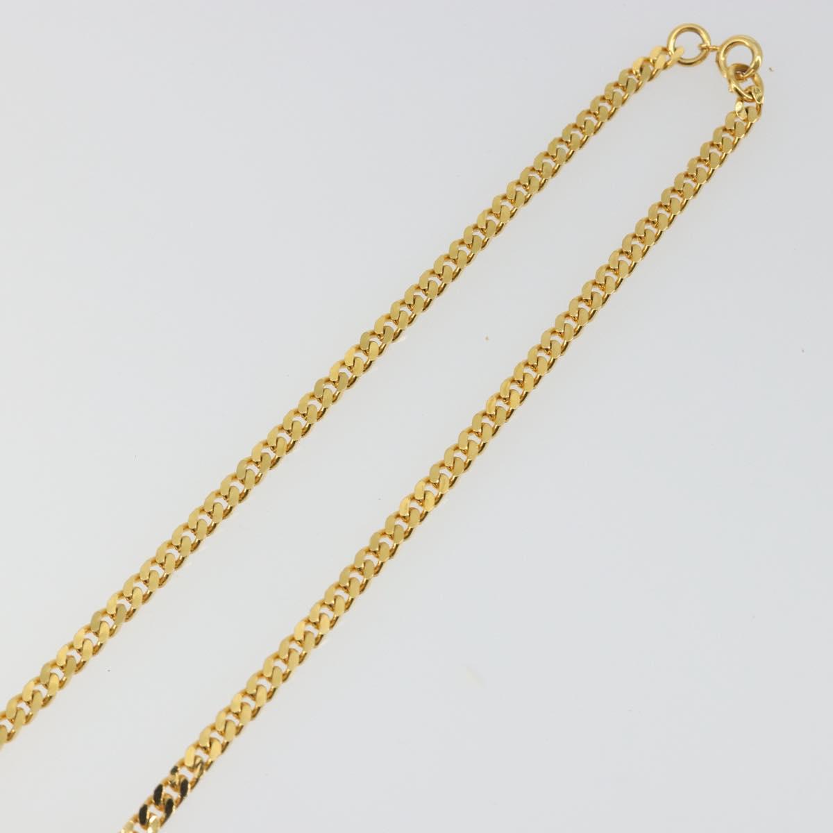 CELINE Macadam Necklace Metal Gold Tone Black Auth 196133A