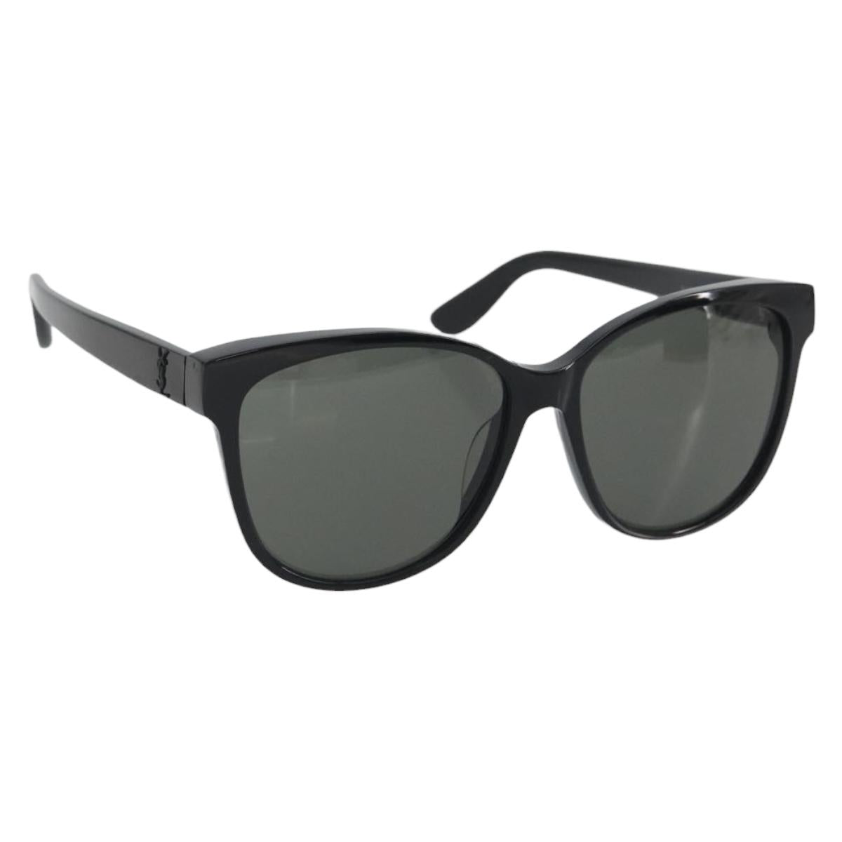 SAINT LAURENT Sunglasses Plastic Black Silver Auth 196140A