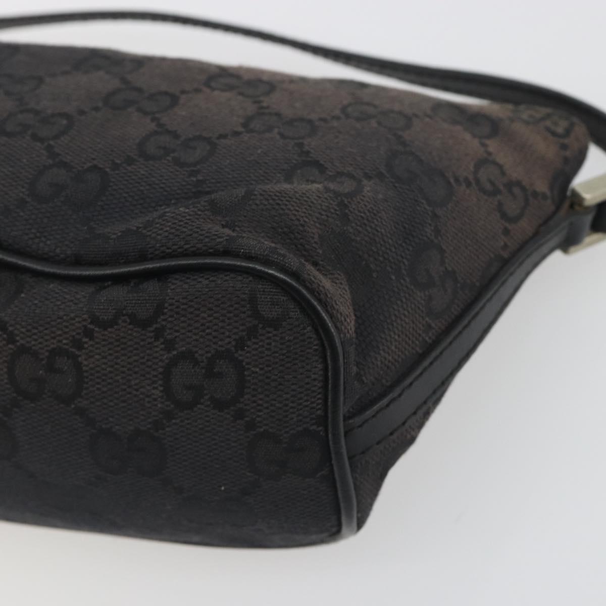 GUCCI GG Canvas Accessory Pouch Black Silver 039.1103 Auth 196141