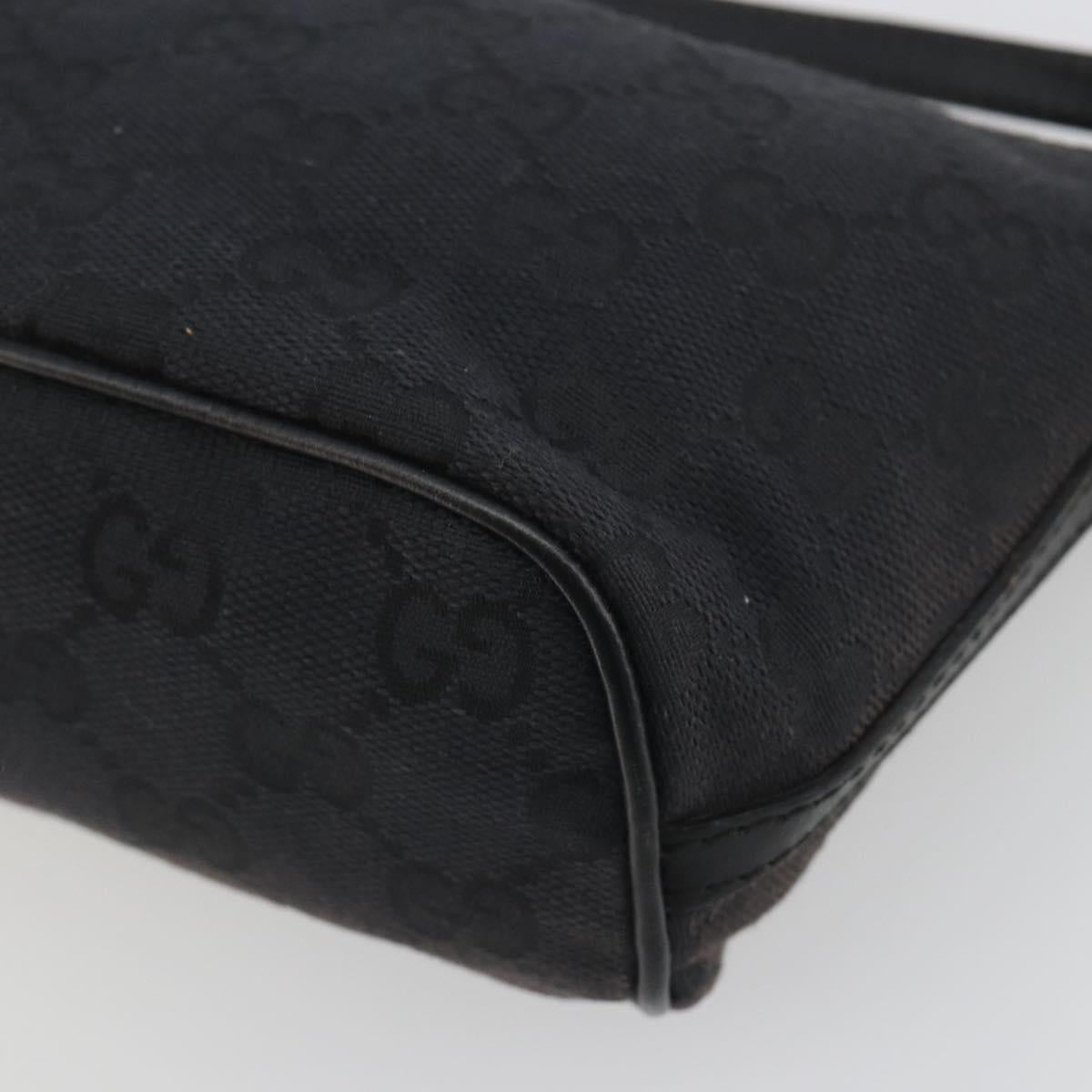 GUCCI GG Canvas Accessory Pouch Black Silver 039.1103 Auth 196141