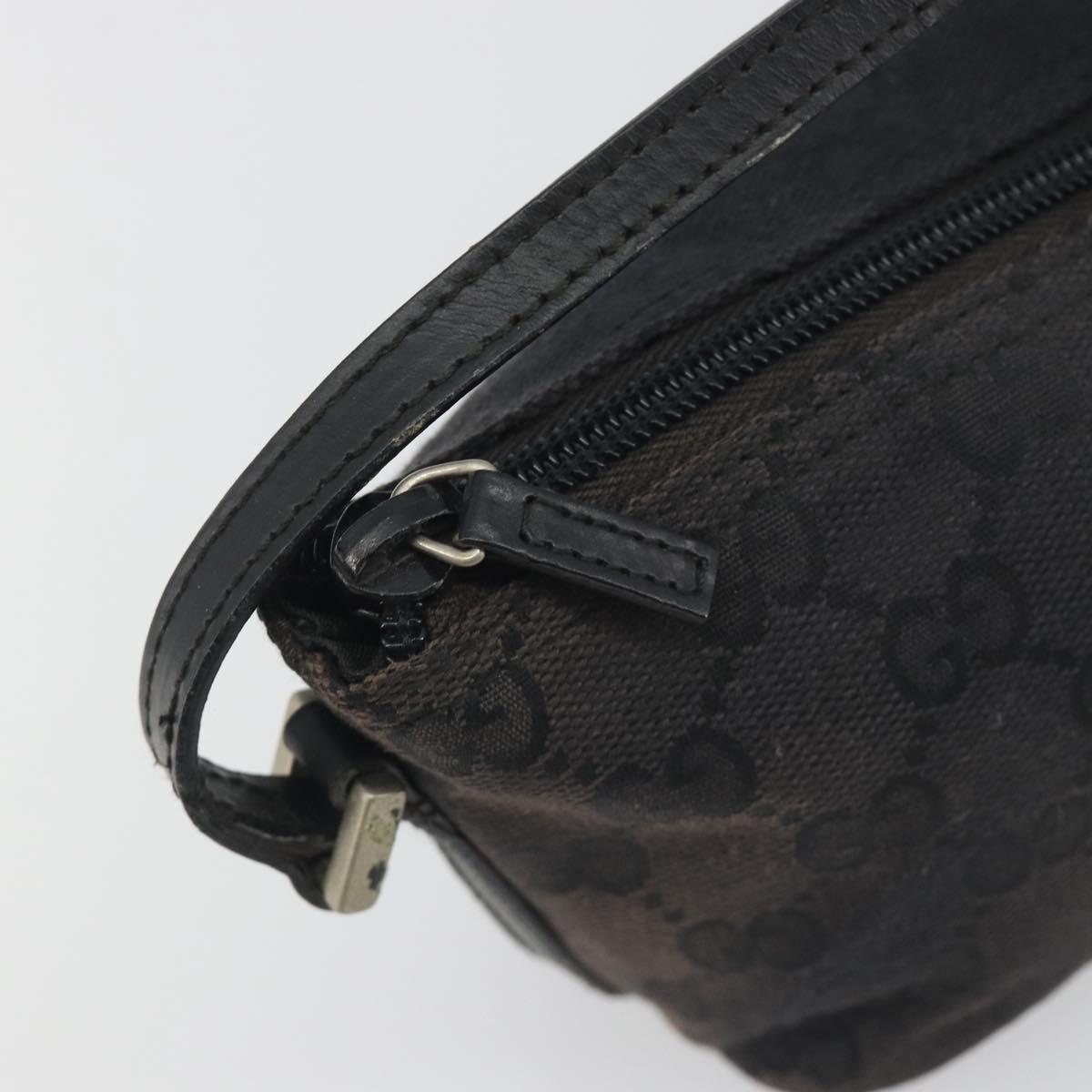 GUCCI GG Canvas Accessory Pouch Black Silver 039.1103 Auth 196141
