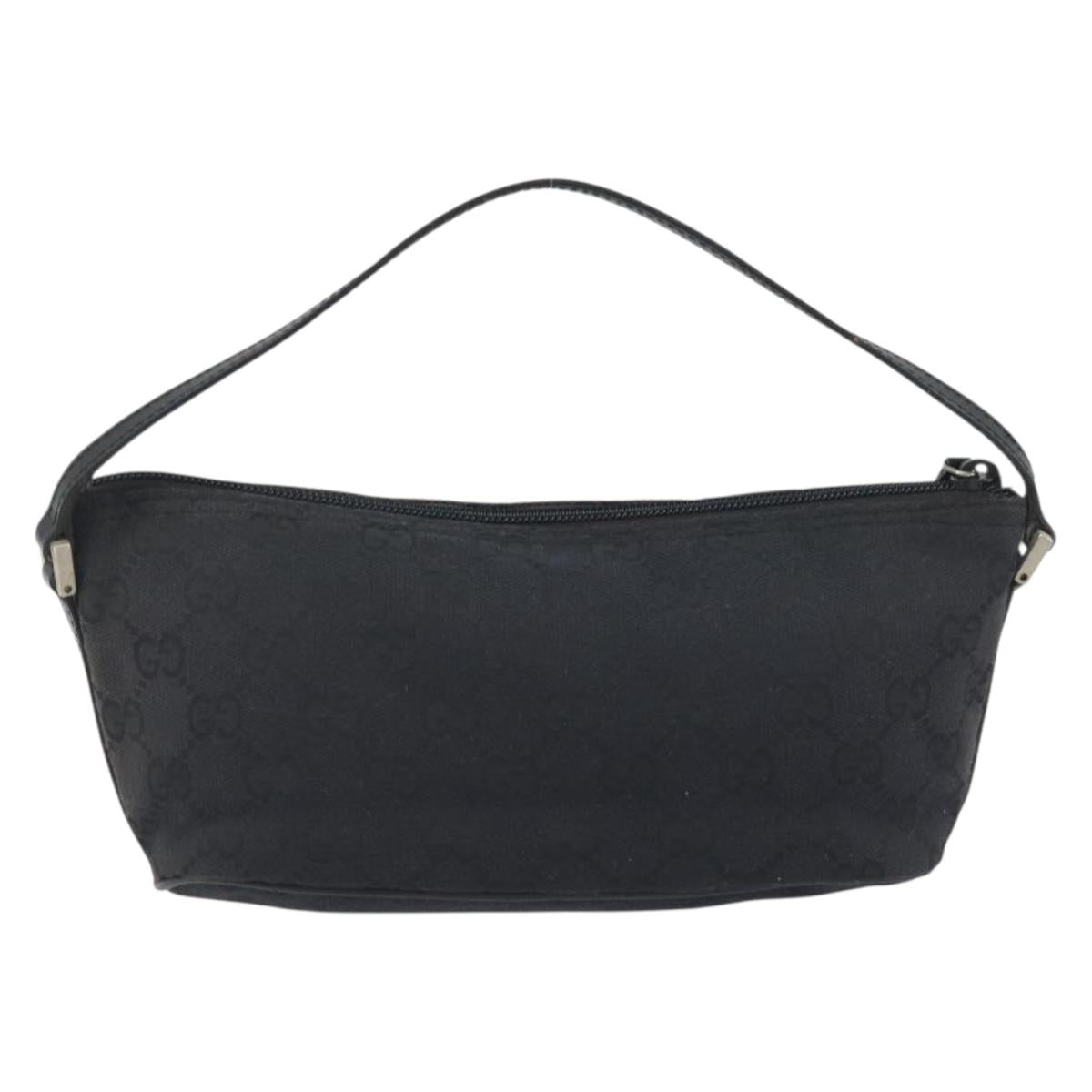 GUCCI GG Canvas Accessory Pouch Black Silver 039.1103 Auth 196141