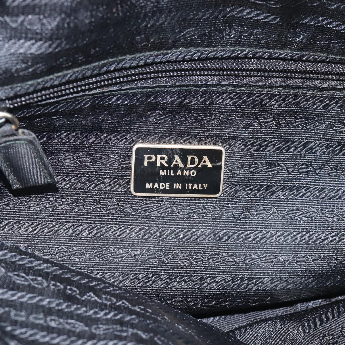 PRADA Chain Shoulder Bag Nylon Black Gold Tone Auth 196142A