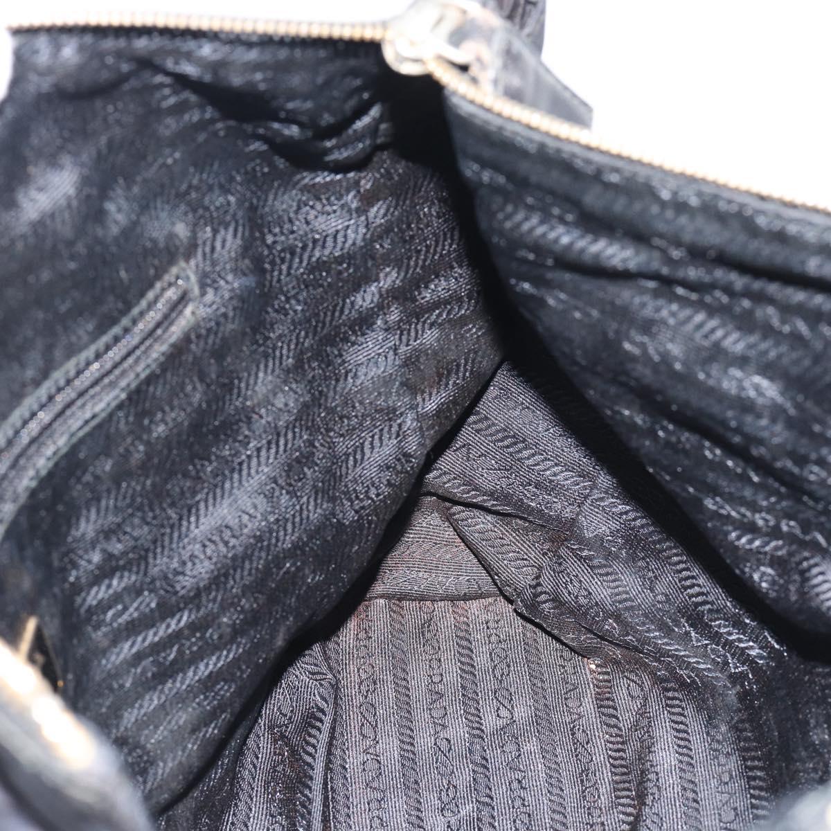 PRADA Chain Shoulder Bag Nylon Black Gold Tone Auth 196142A