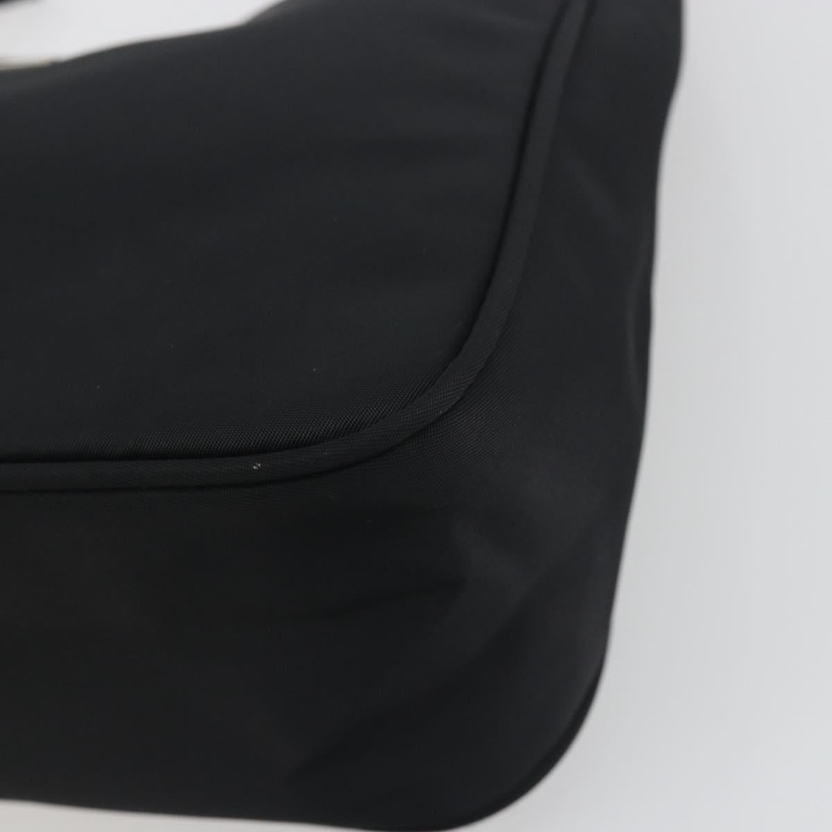PRADA Hand Bag Nylon Black Silver Auth 196143A