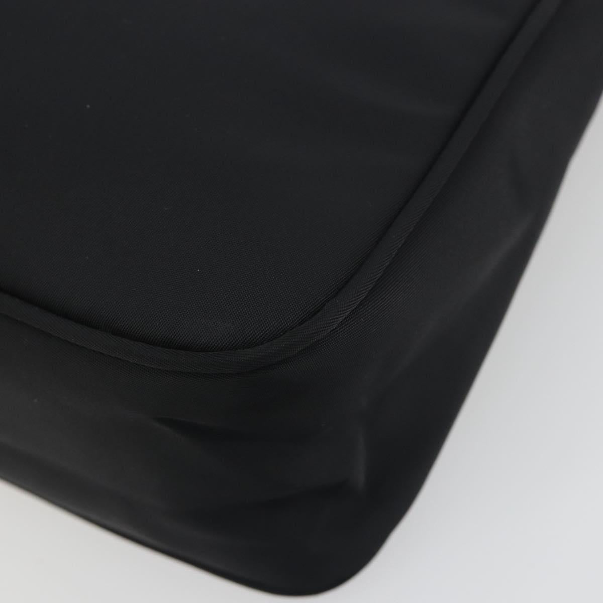 PRADA Hand Bag Nylon Black Silver Auth 196143A
