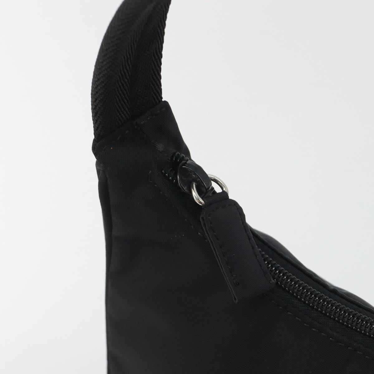 PRADA Hand Bag Nylon Black Silver Auth 196143A