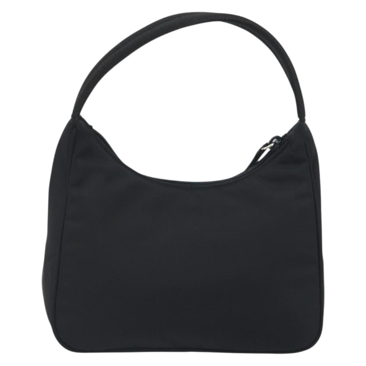 PRADA Hand Bag Nylon Black Silver Auth 196143A