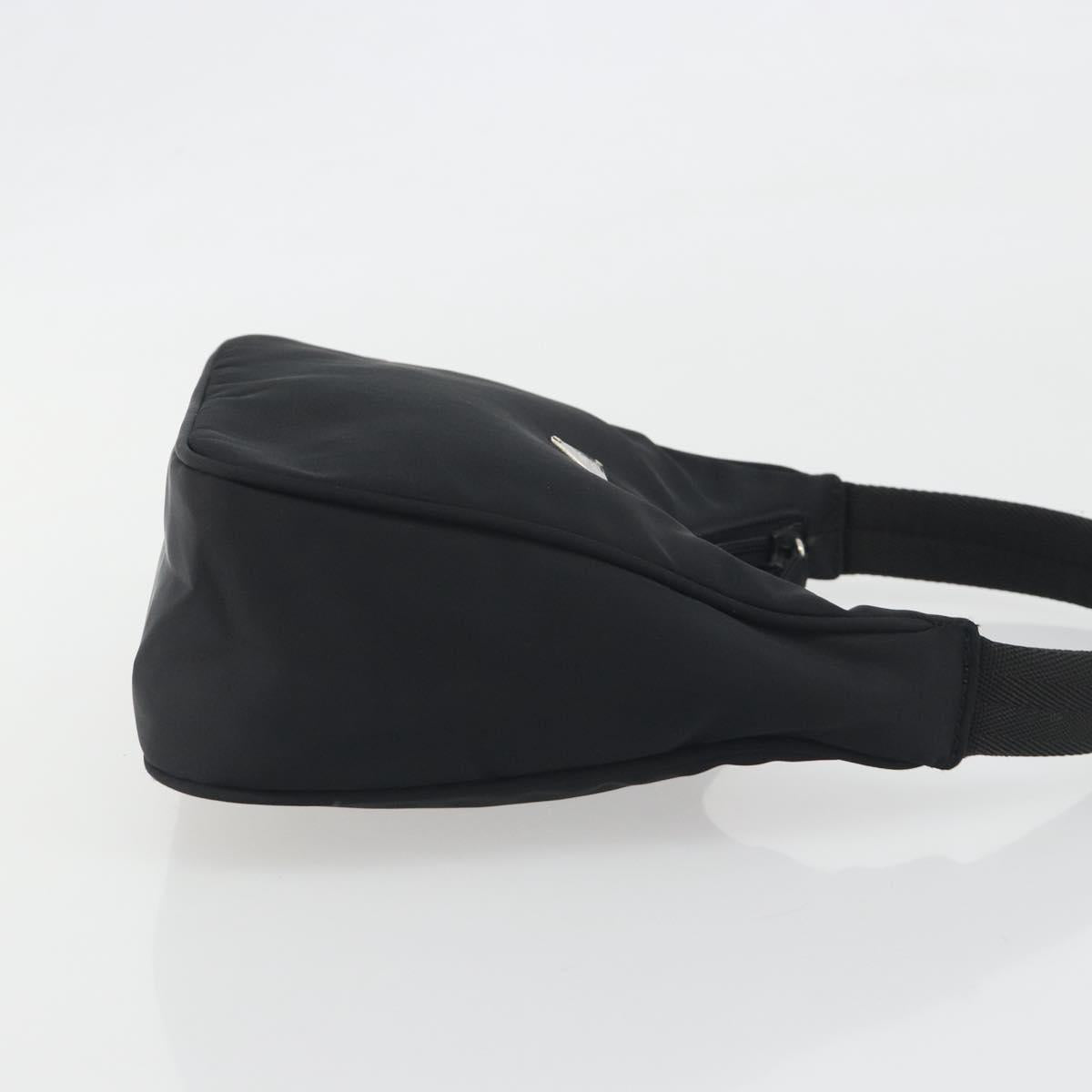 PRADA Hand Bag Nylon Black Silver Auth 196143A