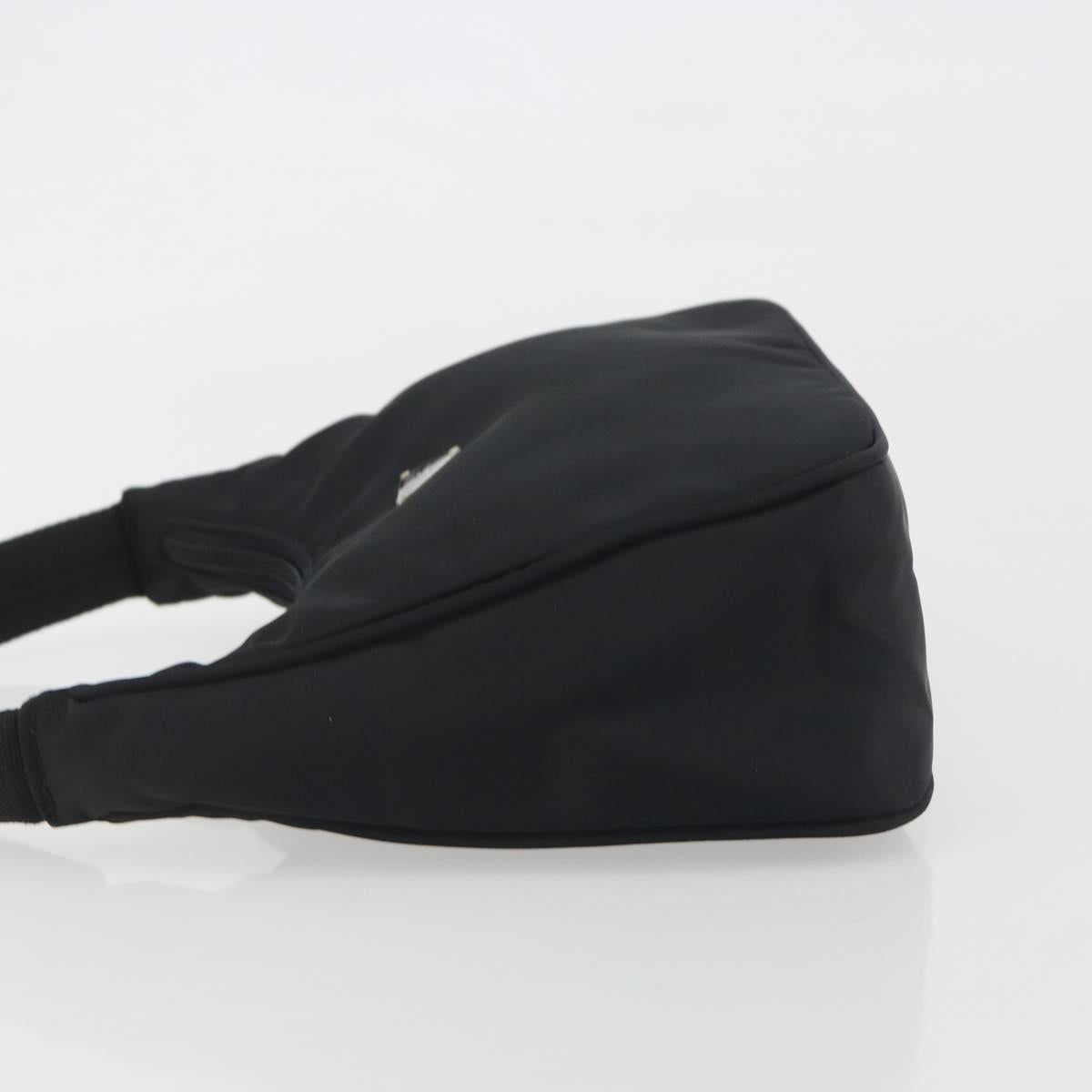 PRADA Hand Bag Nylon Black Silver Auth 196143A