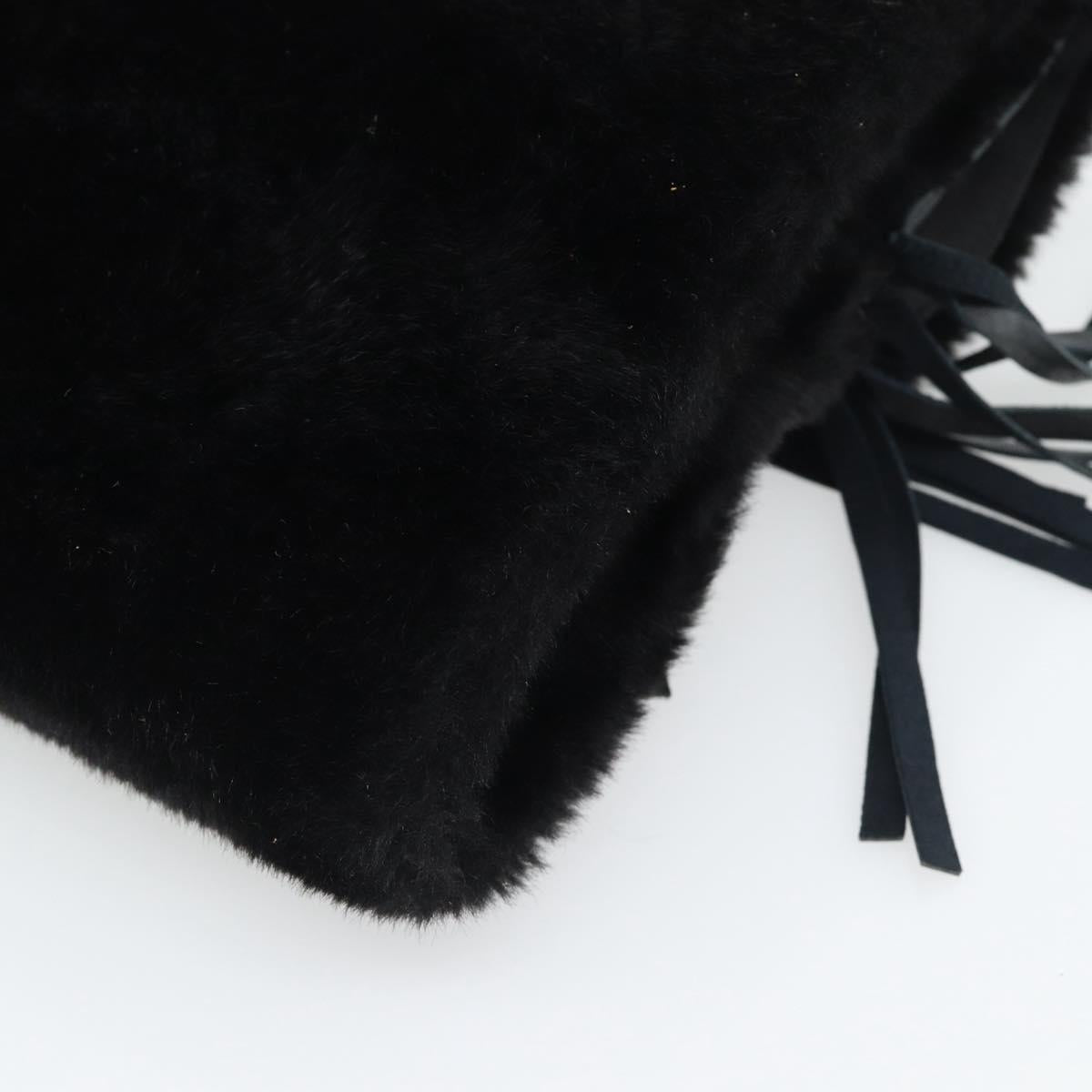 SAINT LAURENT Shoulder Bag Fur Black Auth 196145A