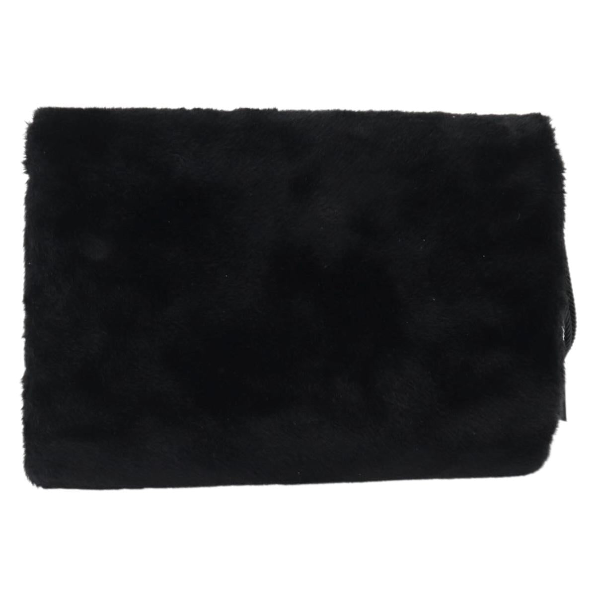 SAINT LAURENT Shoulder Bag Fur Black Auth 196145A