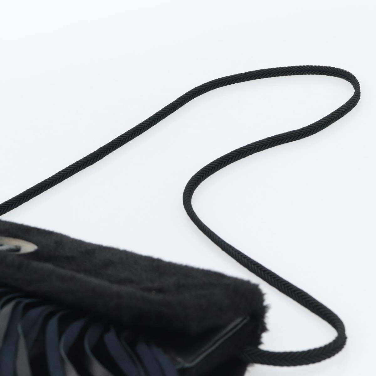 SAINT LAURENT Shoulder Bag Fur Black Auth 196145A