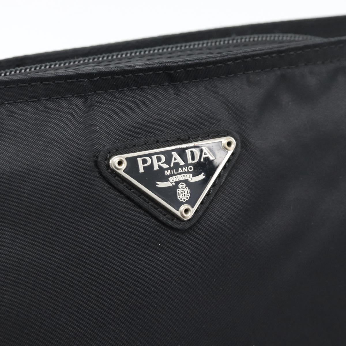 PRADA Shoulder Bag Nylon Black Silver Auth 196146A