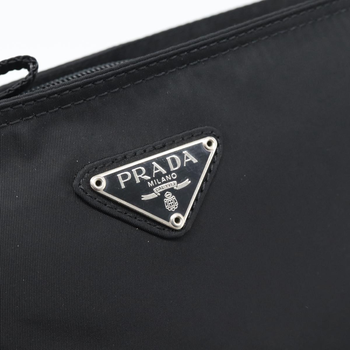 PRADA Shoulder Bag Nylon Black Silver Auth 196147A
