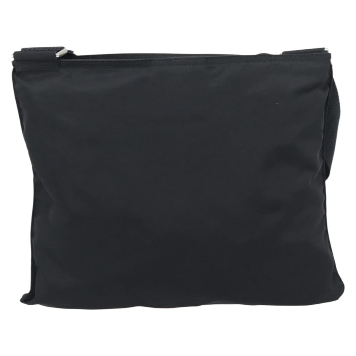 PRADA Shoulder Bag Nylon Black Silver Auth 196147A