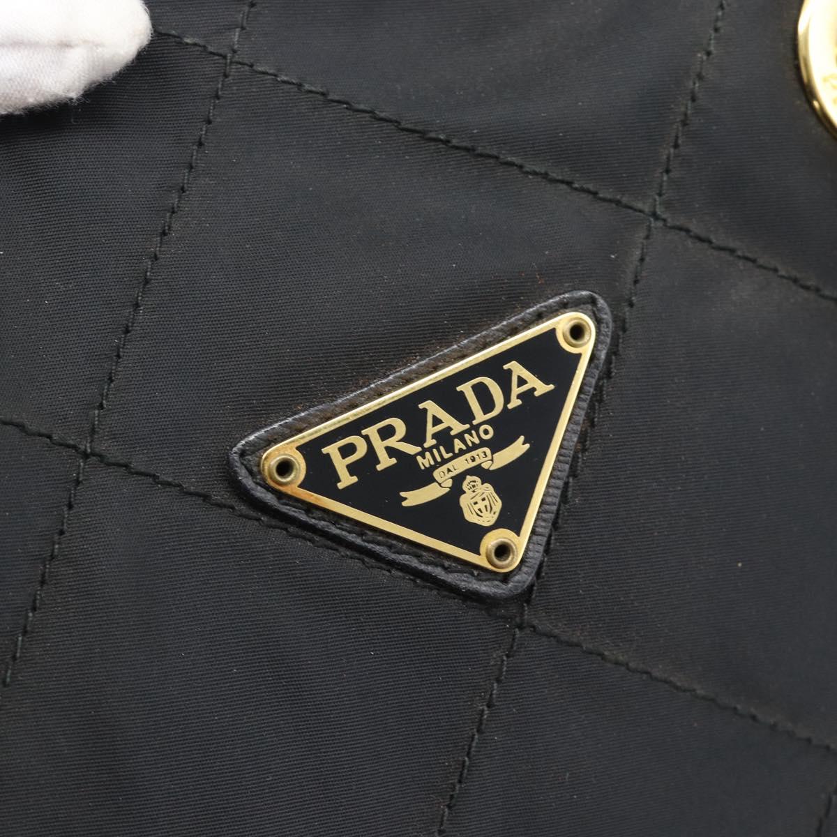 PRADA Chain Shoulder Bag Nylon Black Gold Tone Auth 196148A