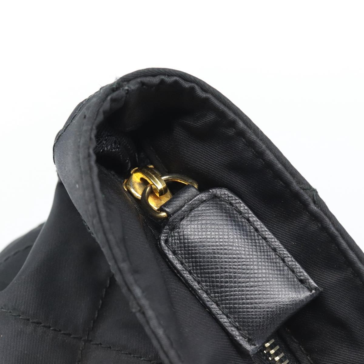 PRADA Chain Shoulder Bag Nylon Black Gold Tone Auth 196148A