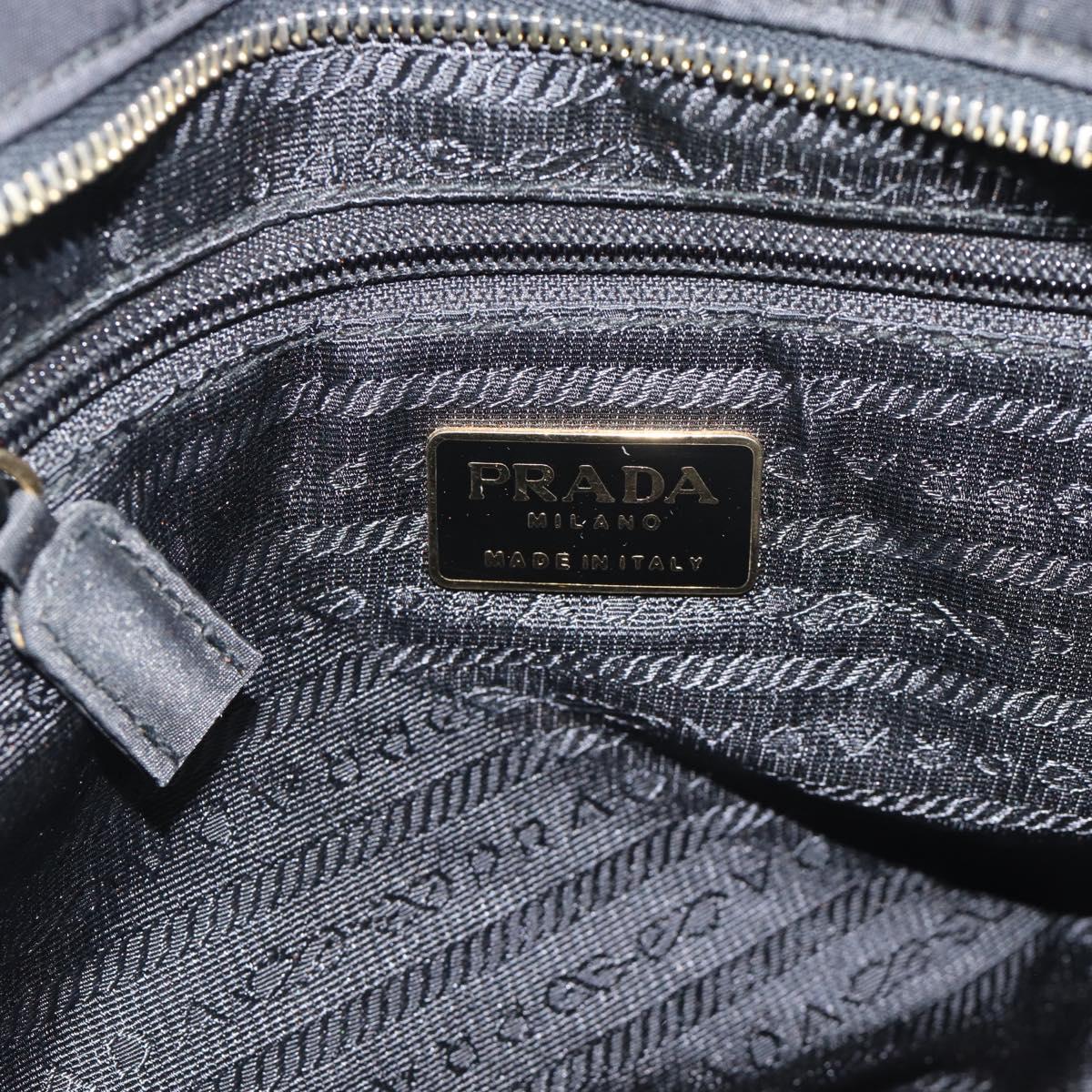 PRADA Chain Shoulder Bag Nylon Black Gold Tone Auth 196148A